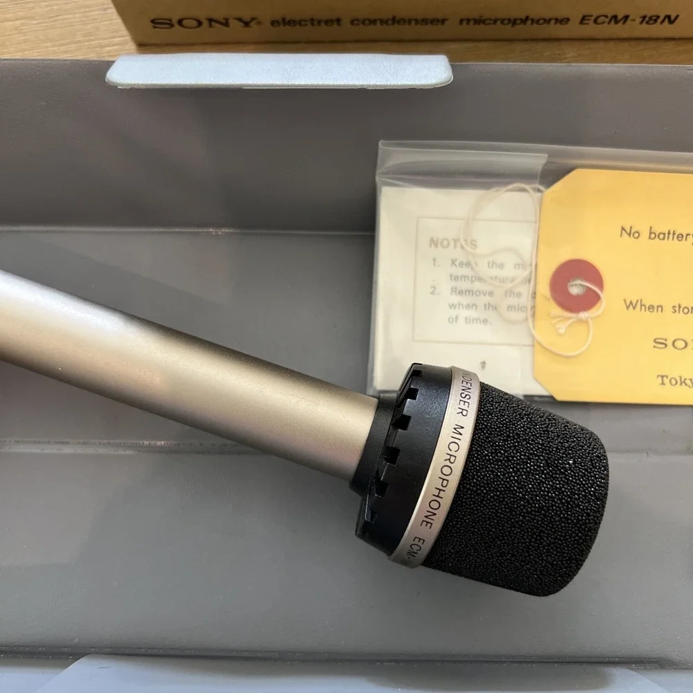 SONY electret condenser microphone ECM-18N Unused Vintage W/case From Japan
